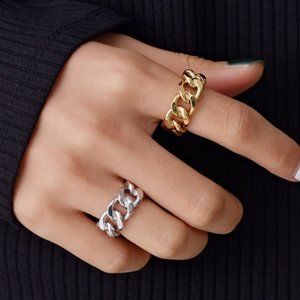 *NEW Gold/Sterling Silver Link Adjustable Ring